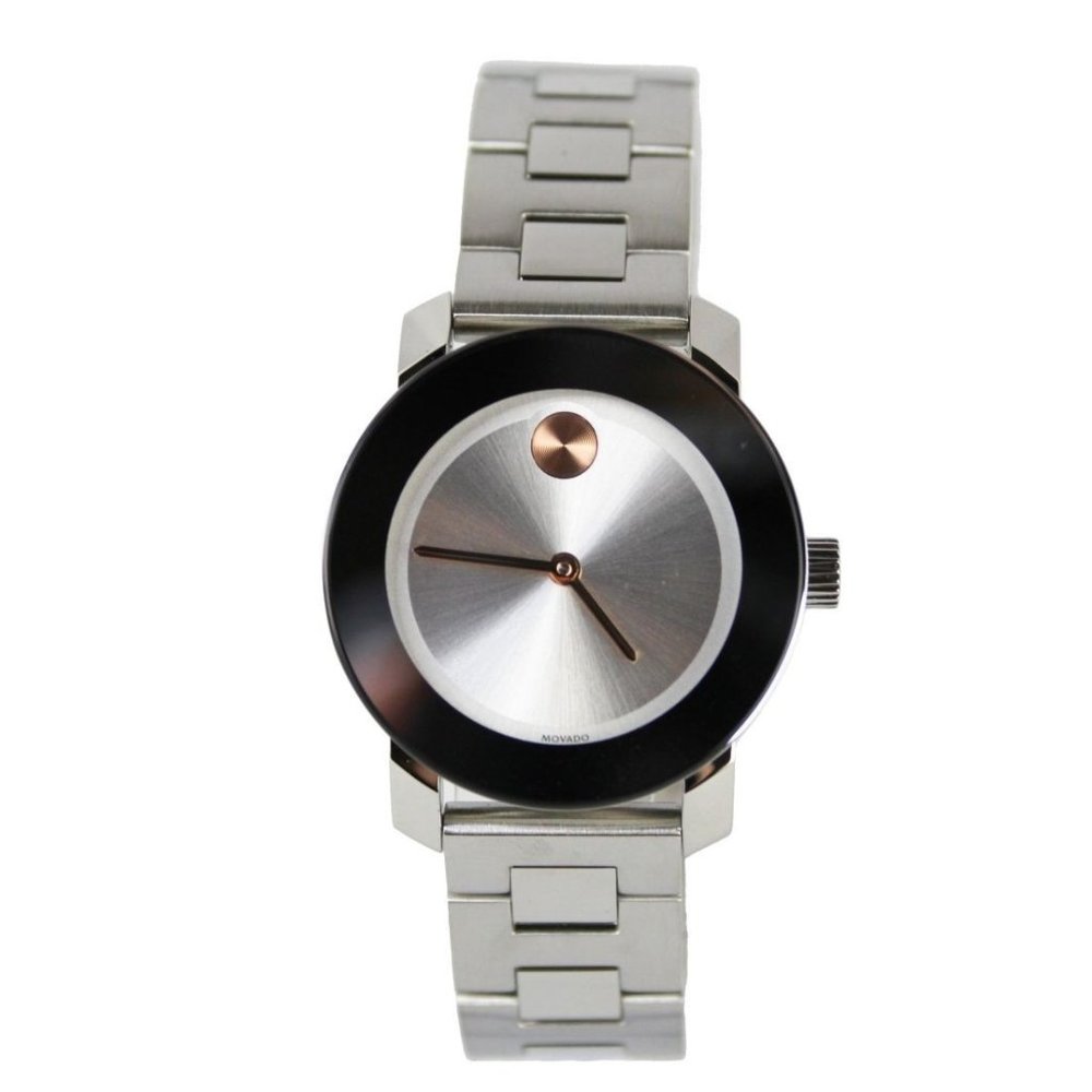 NWT Movado 3600433 Bold Women's Stainless Steel Gold Accented Silver Dial Watch - Picture 1 of 7